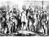 David rejoicing with his `Mighty Men` at a victory over his enemies